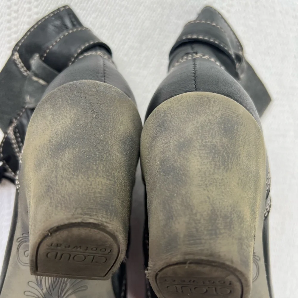 Cloud Footwear Black Leather Heeled Boots Size 38/7.5